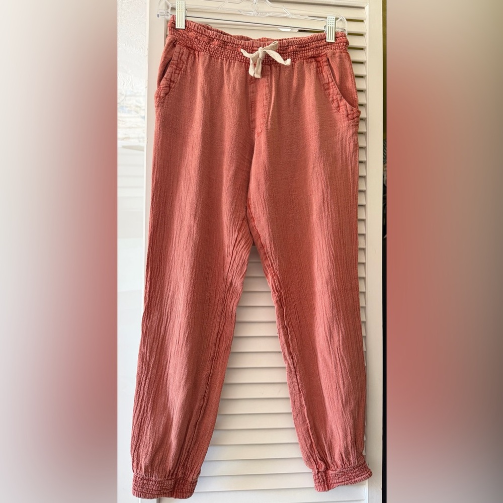Rip Curl Rust Textured Shorts with Cream Drawstring